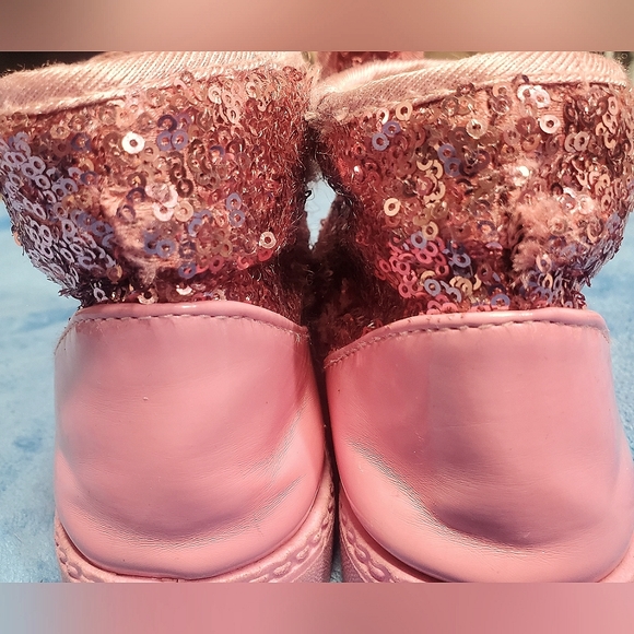 Size 29 Toddler Girl Pink Sequin Bunny Boots - Picture 4 of 5